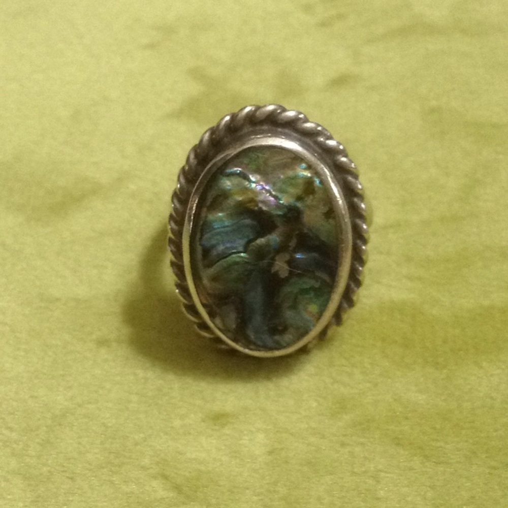Sterling silver and abalone ring